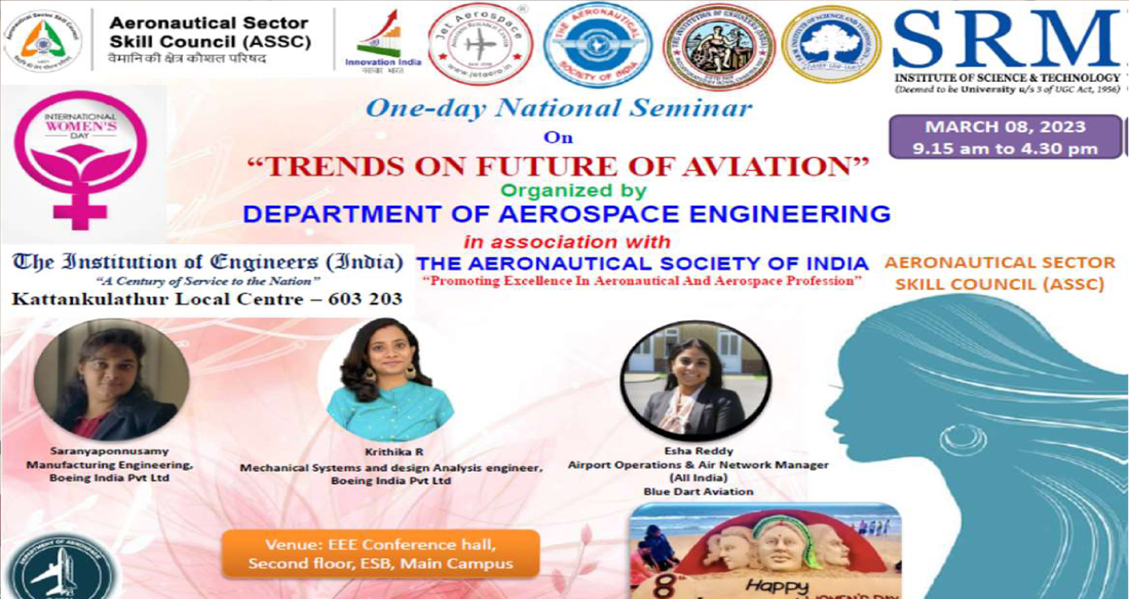 Glimpses of One-day National seminar on Trends
on Future of Aviation on 8th March 2023 organized by SRM University, Chennai